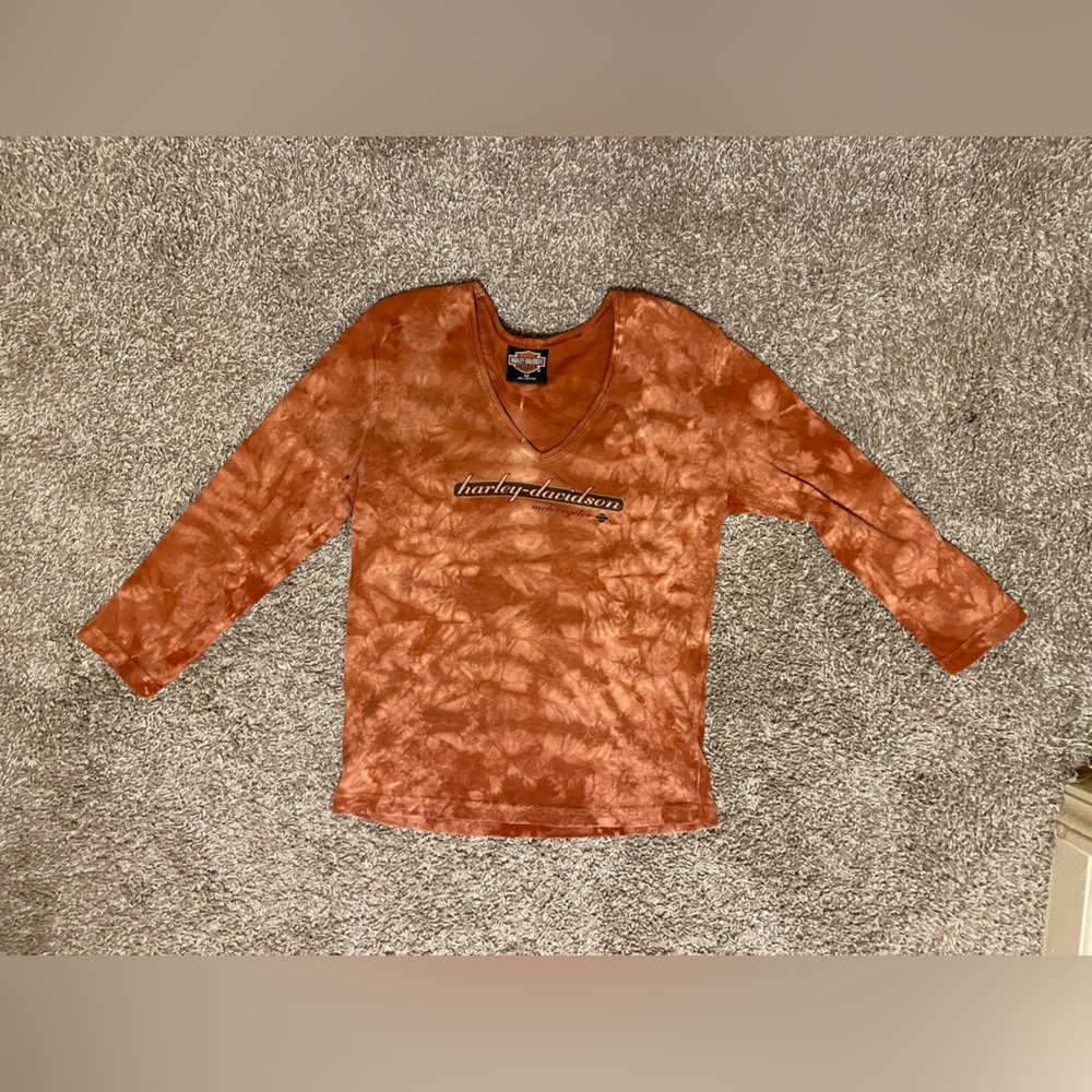 Harley Davidson tie dye 3/4 length sleeve top